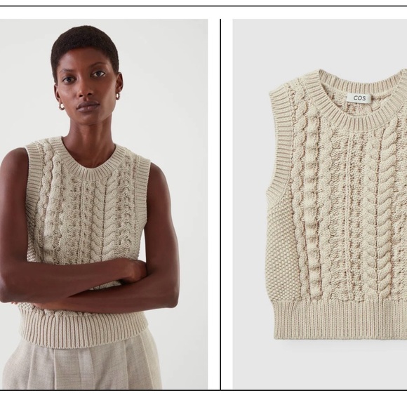 COS Sweaters - COS Women's Cable Knit Sweater Vest - Beige